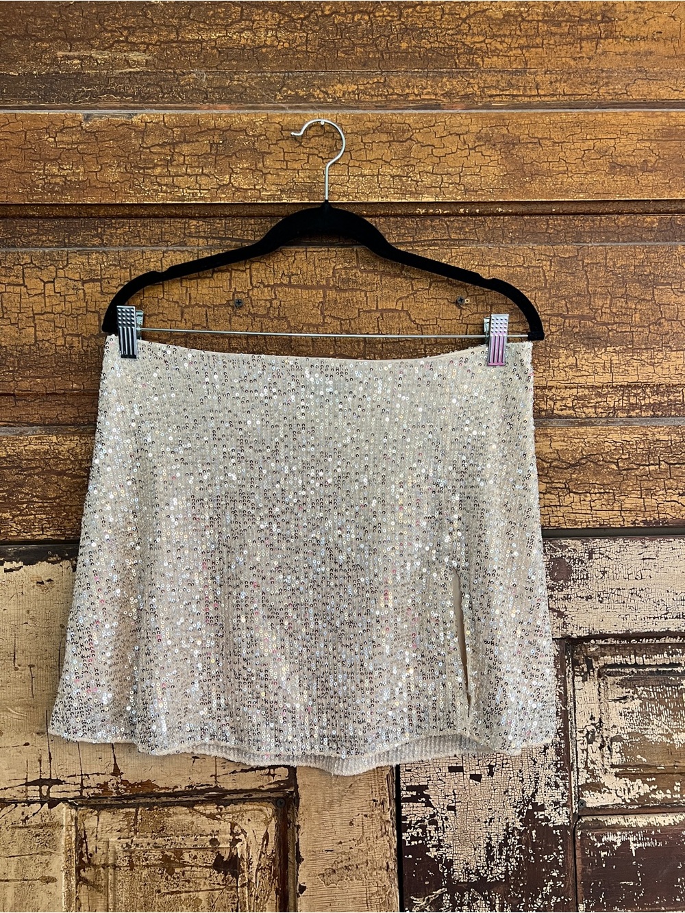 Originality Champagne Sequin Mini Skirt | Sparkly Party Skirt | NWOT
